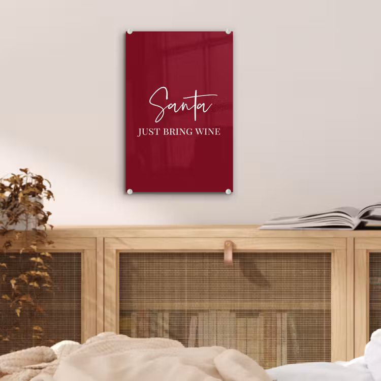 Glas schilderij - Santa - Wine - Rood - Kerst - Kerstman — 5