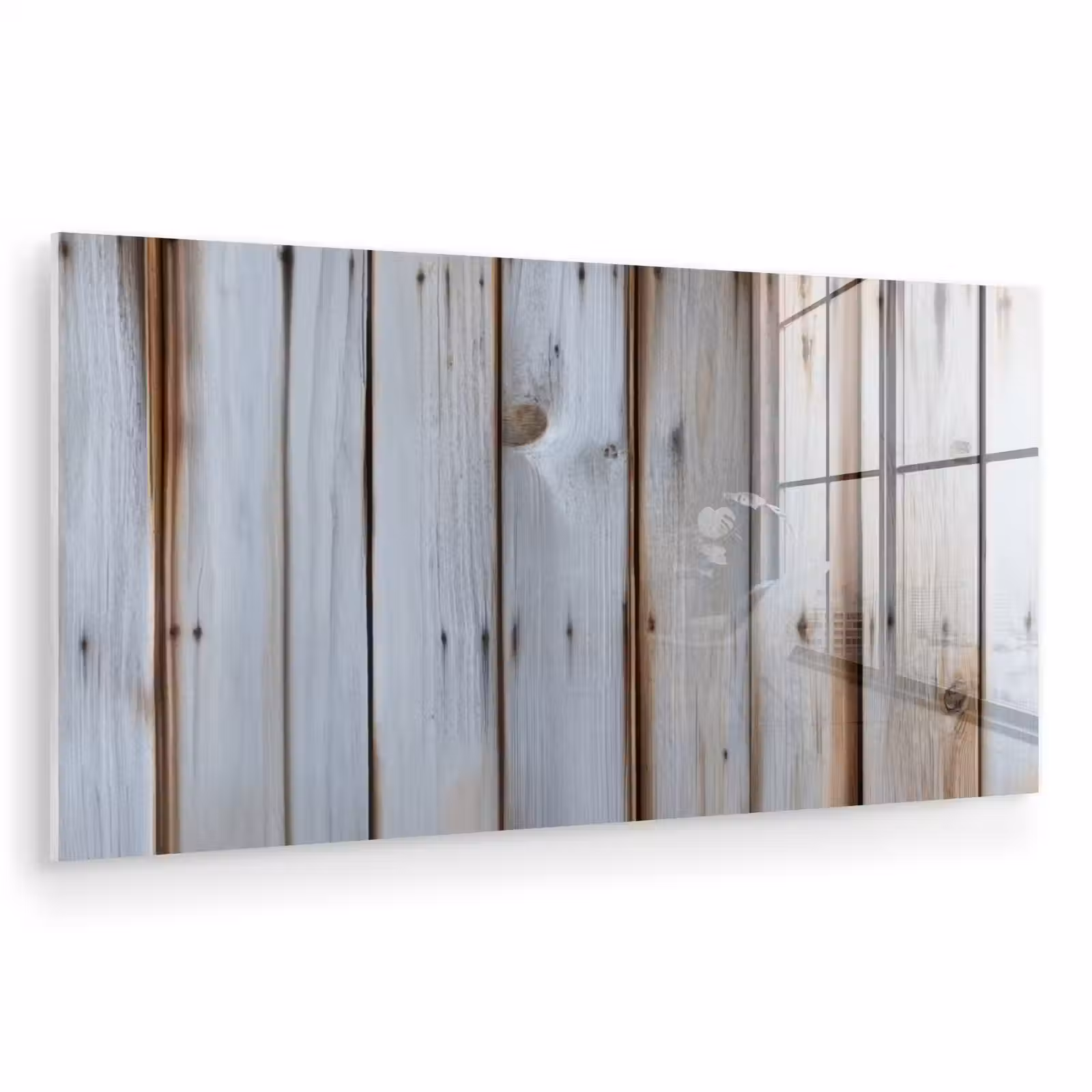 Glas schilderij - Hout - Planken - Verweerd — 1