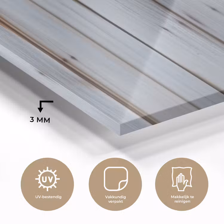 Glas schilderij - Hout - Planken - Verweerd — 3