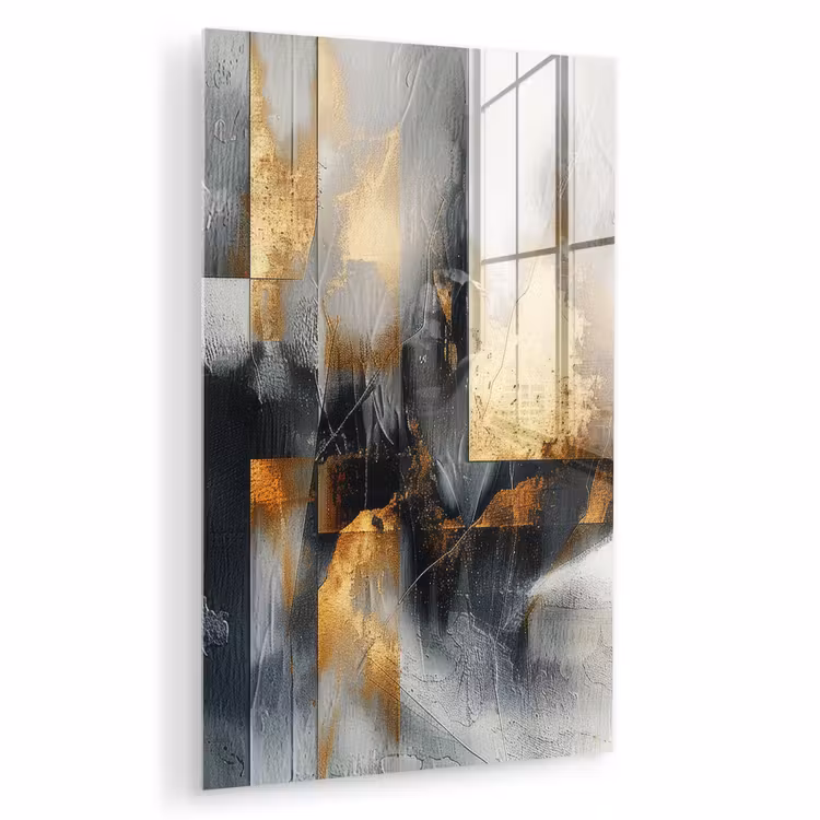 Glas schilderij - Kunst - Goud - Zilver - Abstract — 1