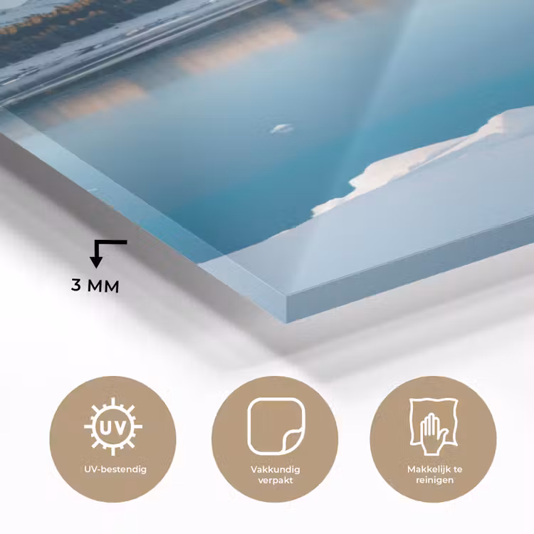 Glas schilderij - Landschap - Winter - Meer - Bergen - Uitzicht - IJs — 3