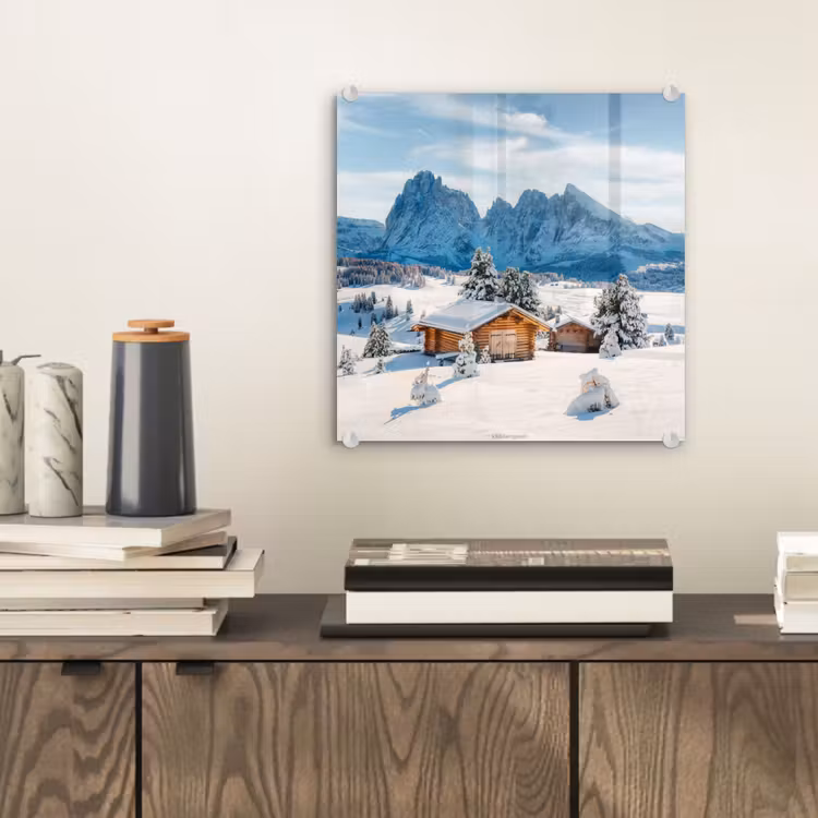 Glas schilderij - Landschap - Winter - Sneeuw — 2