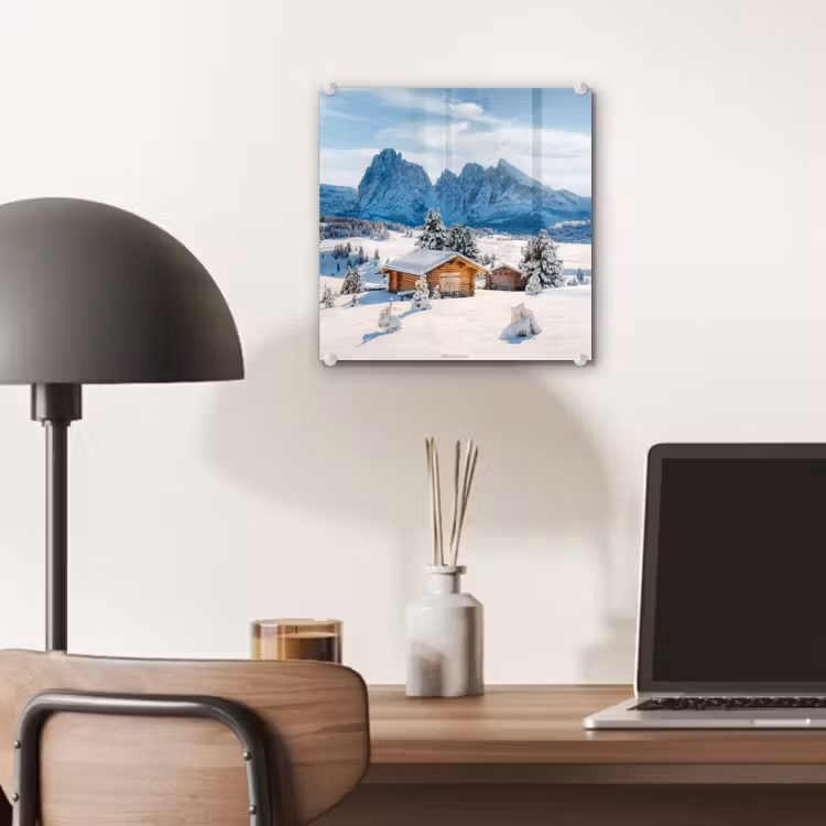 Glas schilderij - Landschap - Winter - Sneeuw — 7