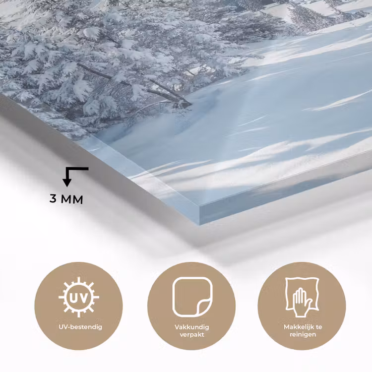 Glas schilderij - Sneeuw - Winter - Landschap - Bergen — 3
