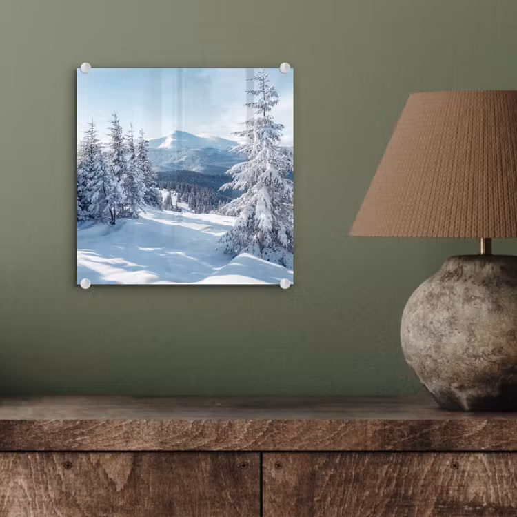 Glas schilderij - Sneeuw - Winter - Landschap - Bergen — 4