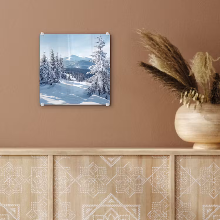 Glas schilderij - Sneeuw - Winter - Landschap - Bergen — 6