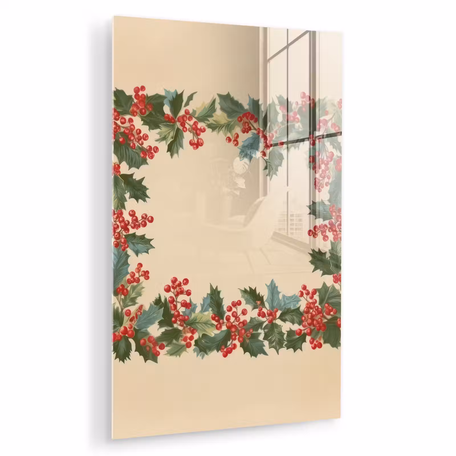 Glas schilderij - Hulstrand - Bessen - Beige — 1