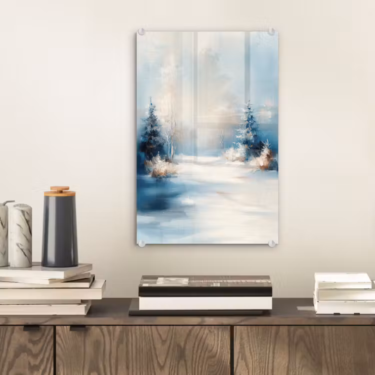 Glas schilderij - Bos - Winter - Natuur - Abstract - Sneeuw — 2