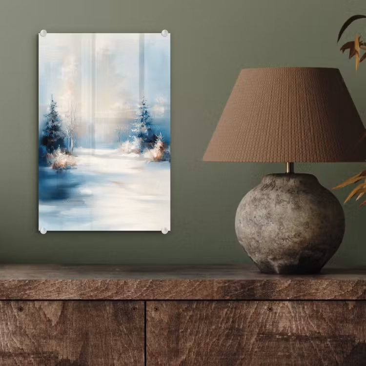 Glas schilderij - Bos - Winter - Natuur - Abstract - Sneeuw — 4