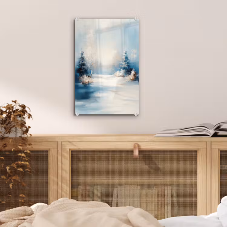 Glas schilderij - Bos - Winter - Natuur - Abstract - Sneeuw — 5