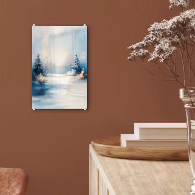 Glas schilderij - Bos - Winter - Natuur - Abstract - Sneeuw — 6