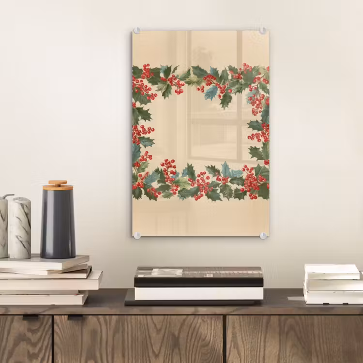 Glas schilderij - Hulstrand - Bessen - Beige — 2