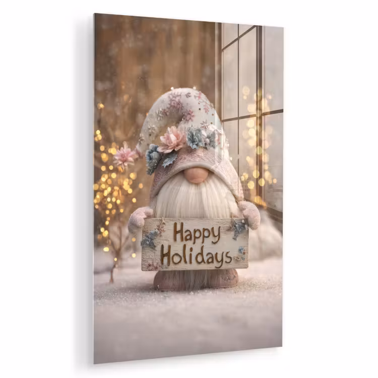 Glas schilderij - Kerst - Gnome - Bord - Kleurrijk — 1
