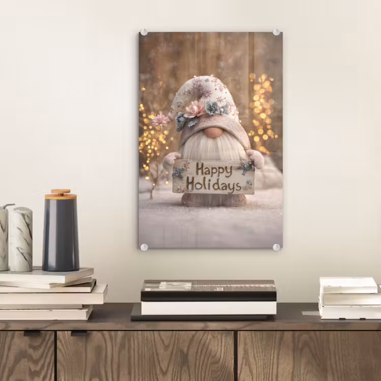 Glas schilderij - Kerst - Gnome - Bord - Kleurrijk — 2