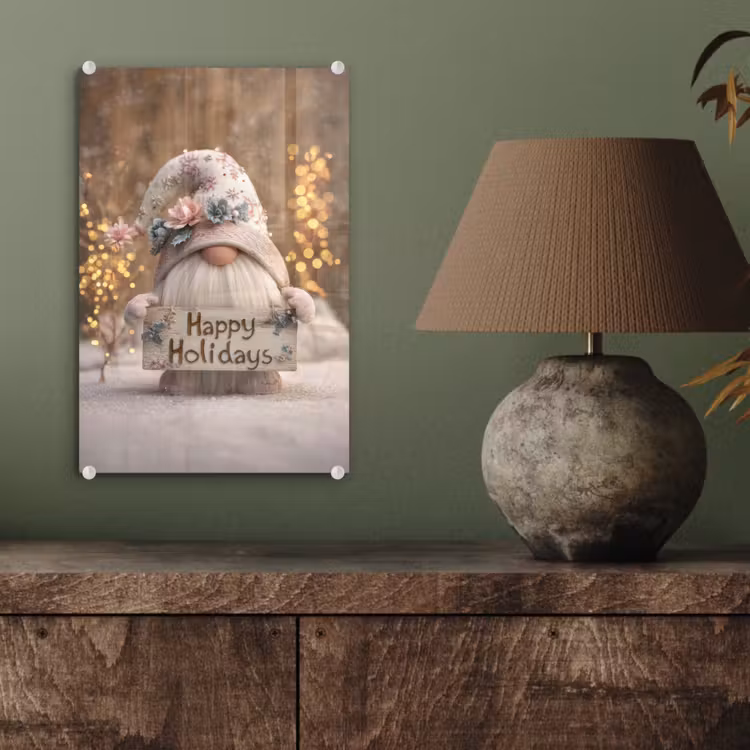 Glas schilderij - Kerst - Gnome - Bord - Kleurrijk — 4