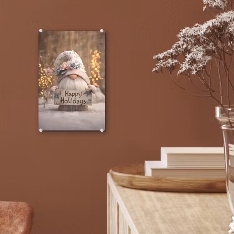 Glas schilderij - Kerst - Gnome - Bord - Kleurrijk — 6