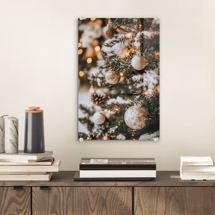 Glas schilderij - Kerst - Kerstboom - Winter - Binnen - Sneeuw — 2