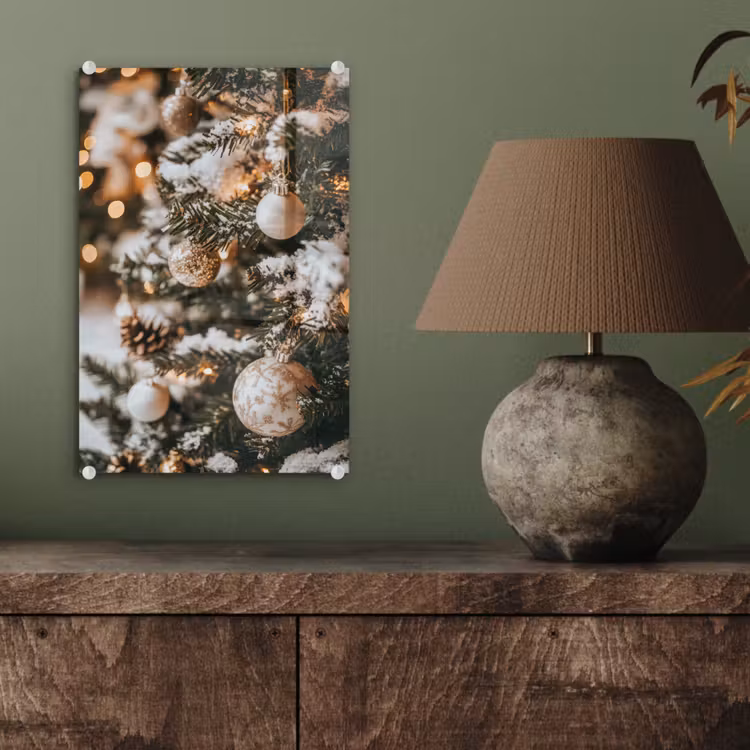 Glas schilderij - Kerst - Kerstboom - Winter - Binnen - Sneeuw — 4