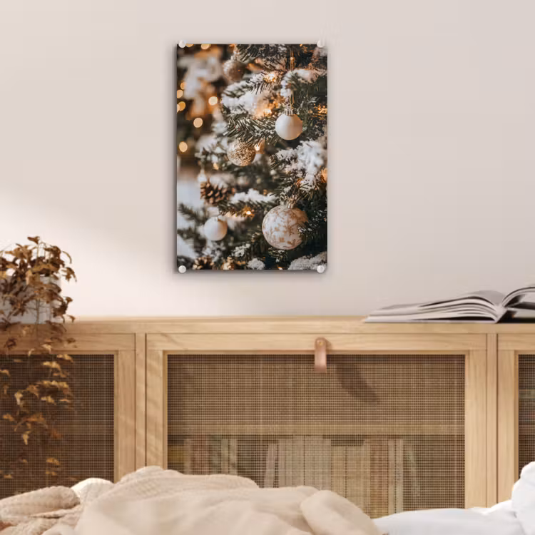 Glas schilderij - Kerst - Kerstboom - Winter - Binnen - Sneeuw — 5
