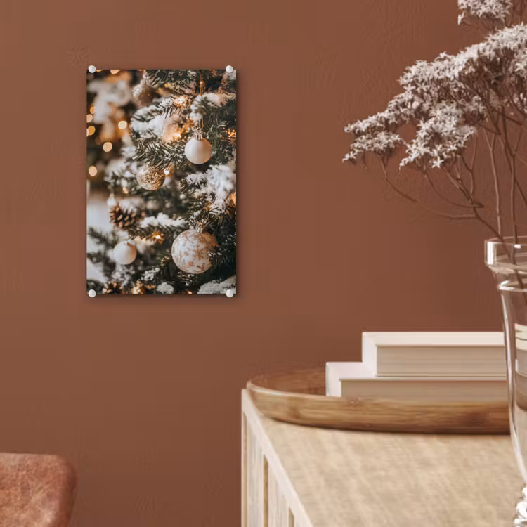 Glas schilderij - Kerst - Kerstboom - Winter - Binnen - Sneeuw — 6