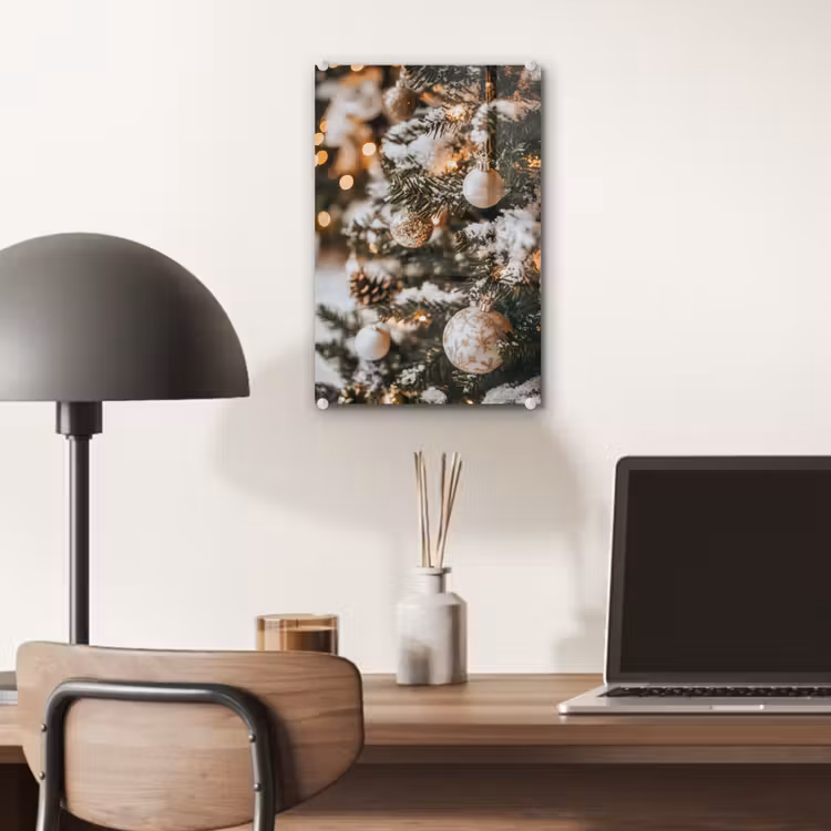Glas schilderij - Kerst - Kerstboom - Winter - Binnen - Sneeuw — 7