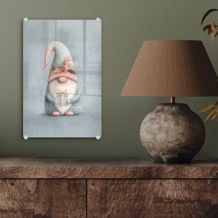 Glas schilderij - Kerstgnome - Cadeau - Groen — 4
