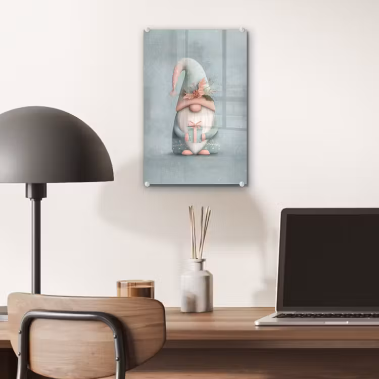 Glas schilderij - Kerstgnome - Cadeau - Groen — 7