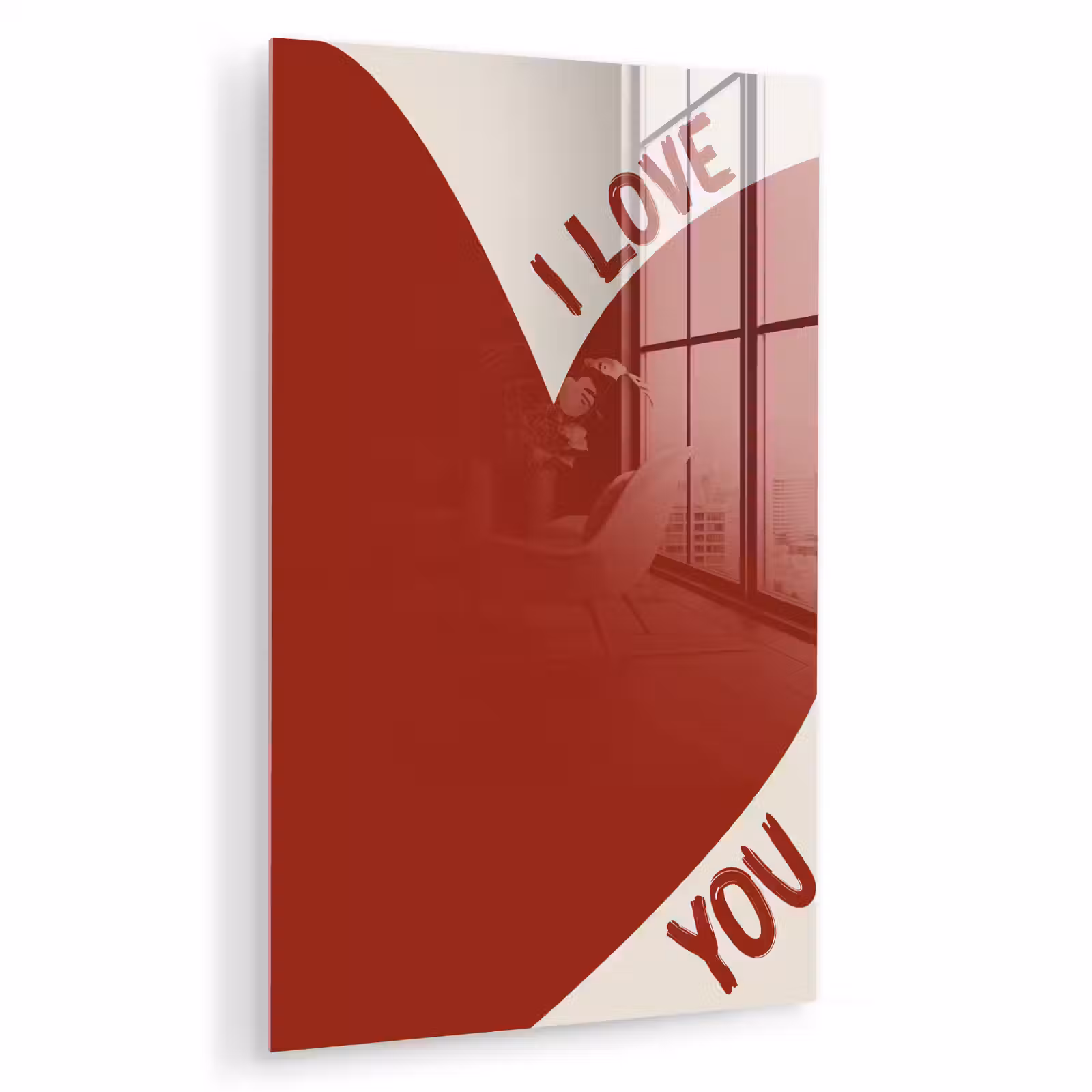 Glas schilderij - Loveyou - Rood - Hart — 1