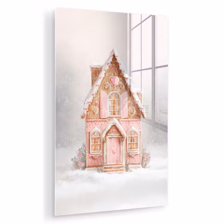 Glas schilderij - Huisje - Suiker - Pastel — 1