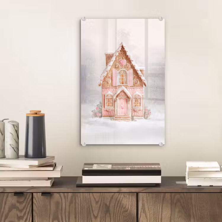 Glas schilderij - Huisje - Suiker - Pastel — 2