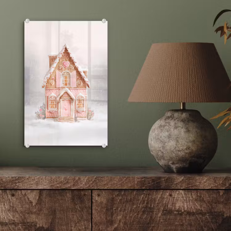 Glas schilderij - Huisje - Suiker - Pastel — 4