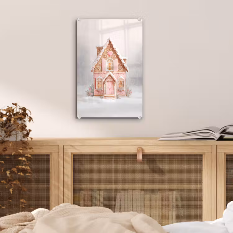 Glas schilderij - Huisje - Suiker - Pastel — 5