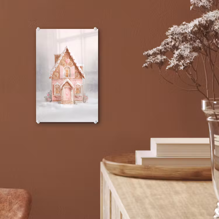 Glas schilderij - Huisje - Suiker - Pastel — 6