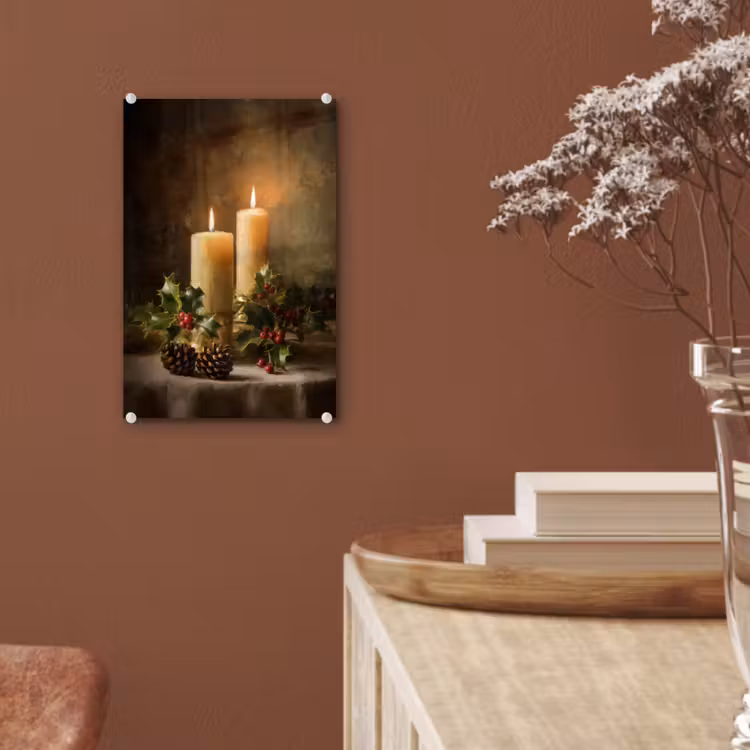 Glas schilderij - Kaarslicht - Kerst - Veelkleurig — 6