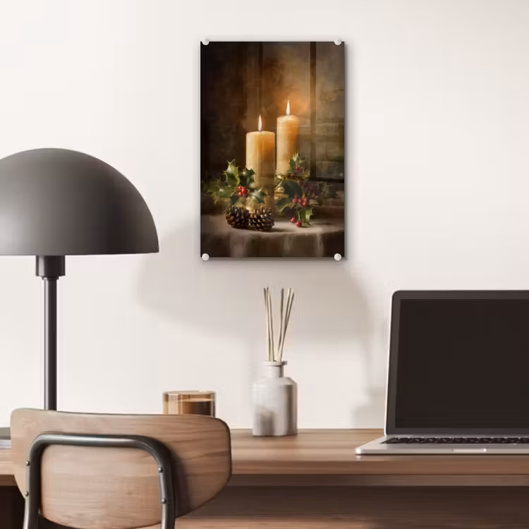 Glas schilderij - Kaarslicht - Kerst - Veelkleurig — 7