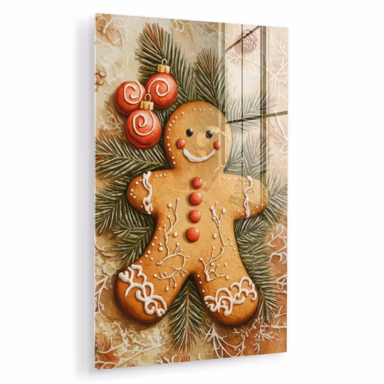 Glas schilderij - Kerstmis - Koekje - Poppetje - Speculaas — 1