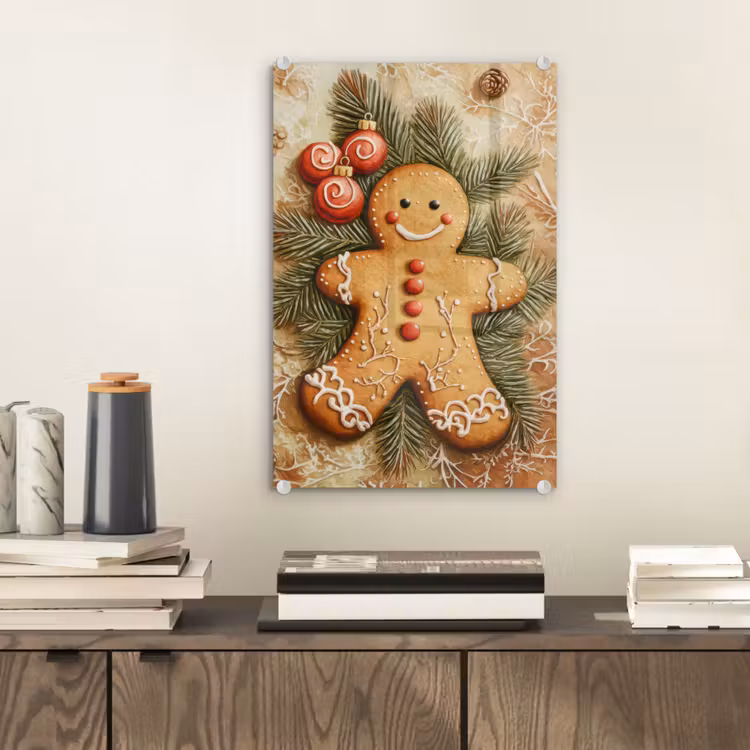 Glas schilderij - Kerstmis - Koekje - Poppetje - Speculaas — 2