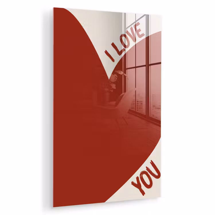 Glas schilderij - Loveyou - Rood - Hart — 1