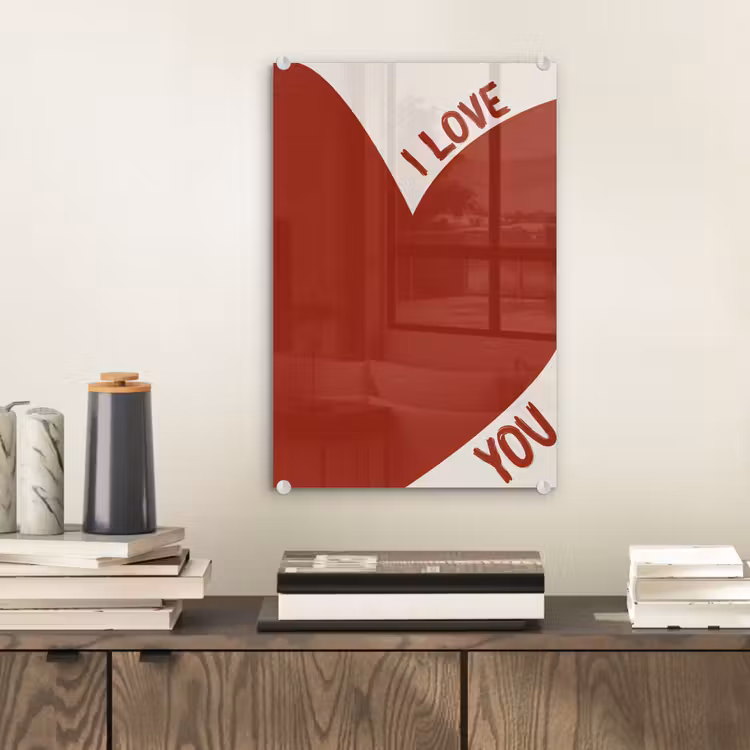 Glas schilderij - Loveyou - Rood - Hart — 2