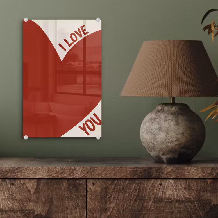 Glas schilderij - Loveyou - Rood - Hart — 4