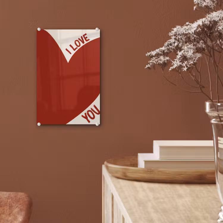 Glas schilderij - Loveyou - Rood - Hart — 6