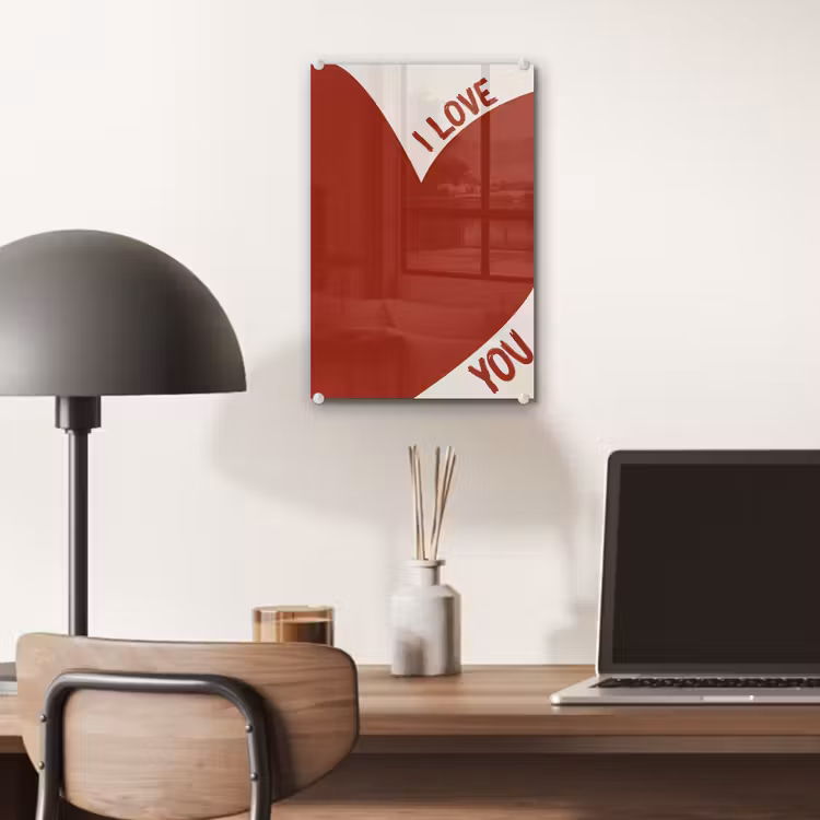 Glas schilderij - Loveyou - Rood - Hart — 7