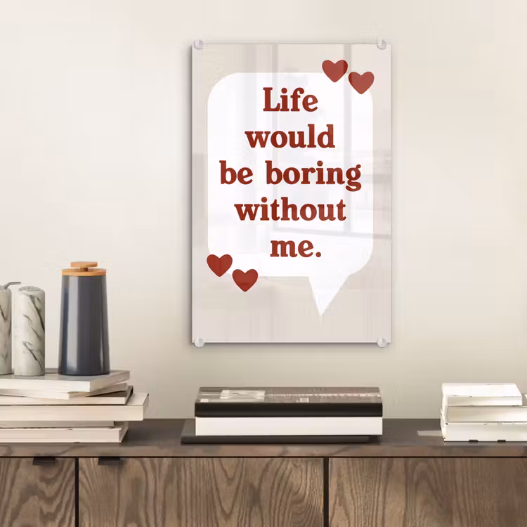 Glas schilderij - Quote - Tekstballon - Hartjes — 2