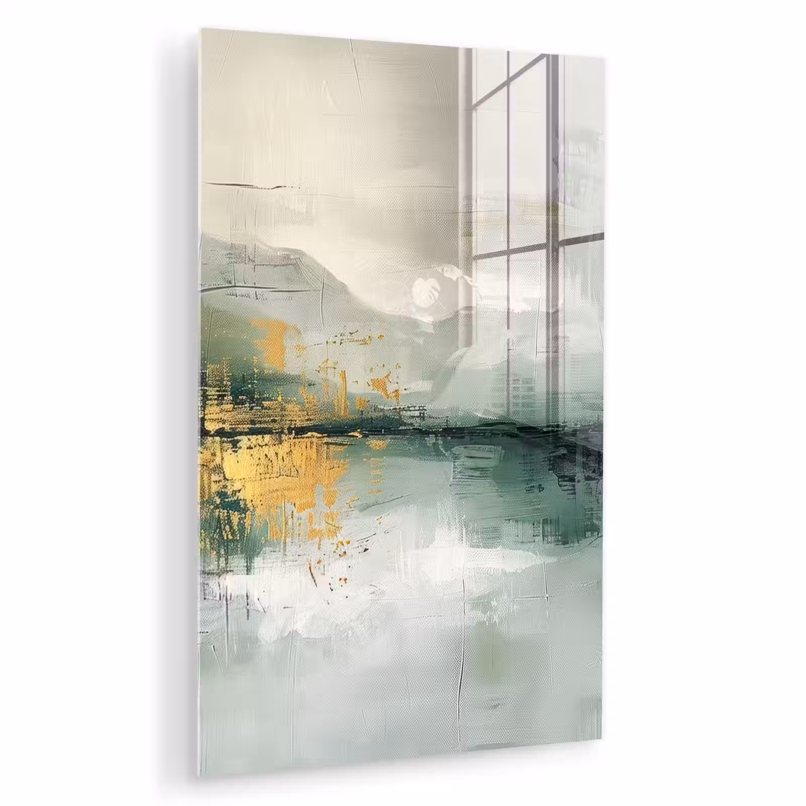 Glas schilderij - Groen - Modern - Abstract - Goud — 1