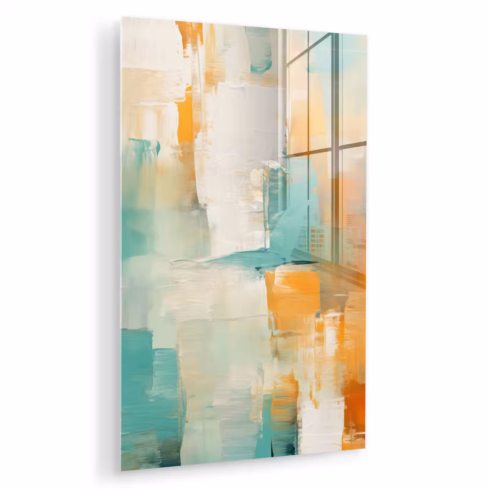Glas schilderij - Kunst - Abstract - Blauw - Wit — 1