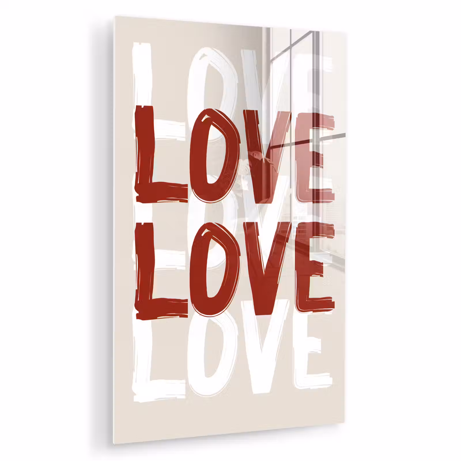 Glas schilderij - Love - Rood - Tekst — 1