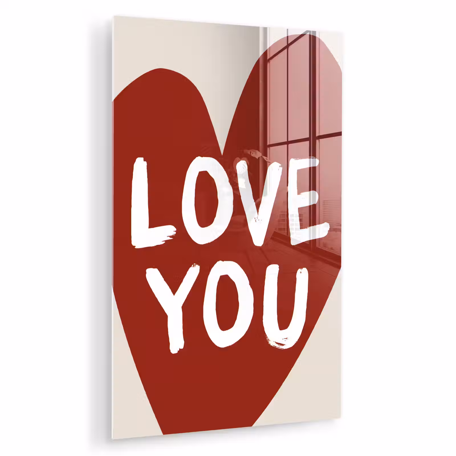 Glas schilderij - Loveyou - Hart - Rood — 1
