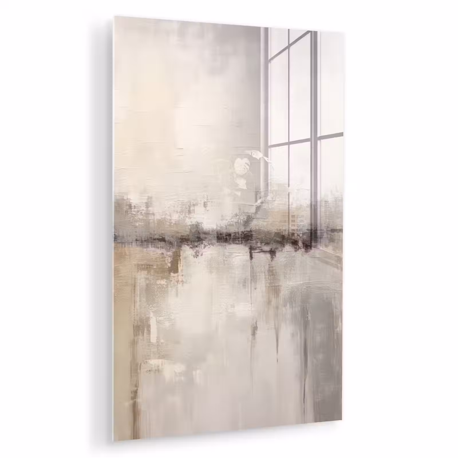 Glas schilderij - Moderne kunst - Abstract - Beige — 1
