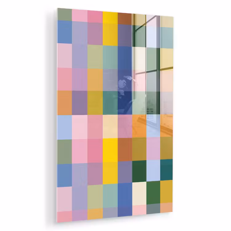Glas schilderij - Blokken - Vierkant - Patroon - Gekleurd — 1