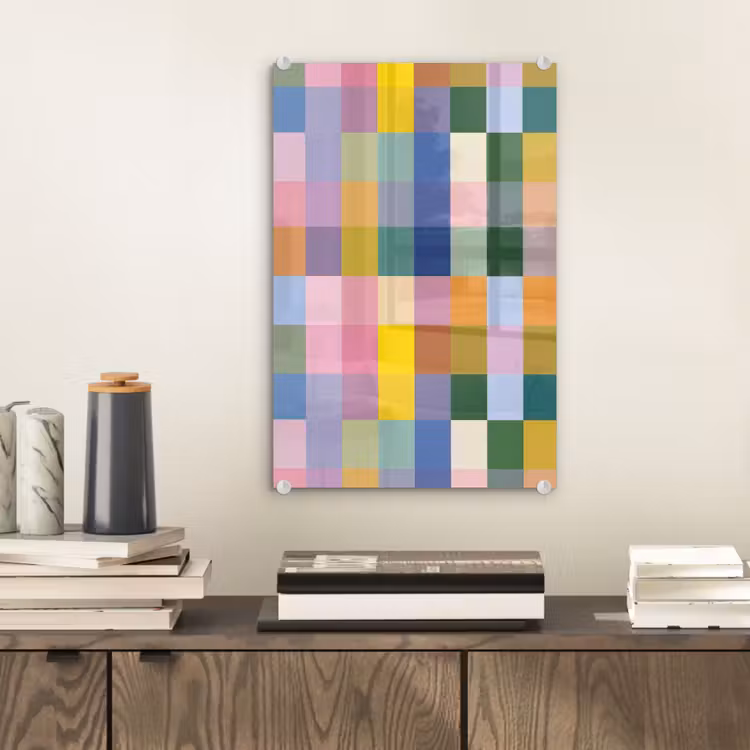 Glas schilderij - Blokken - Vierkant - Patroon - Gekleurd — 2